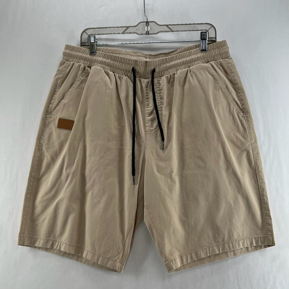JMIERR Casual Shorts Men Sz 36 Drawstring Summer Beach Stretch Twill Chino Khaki